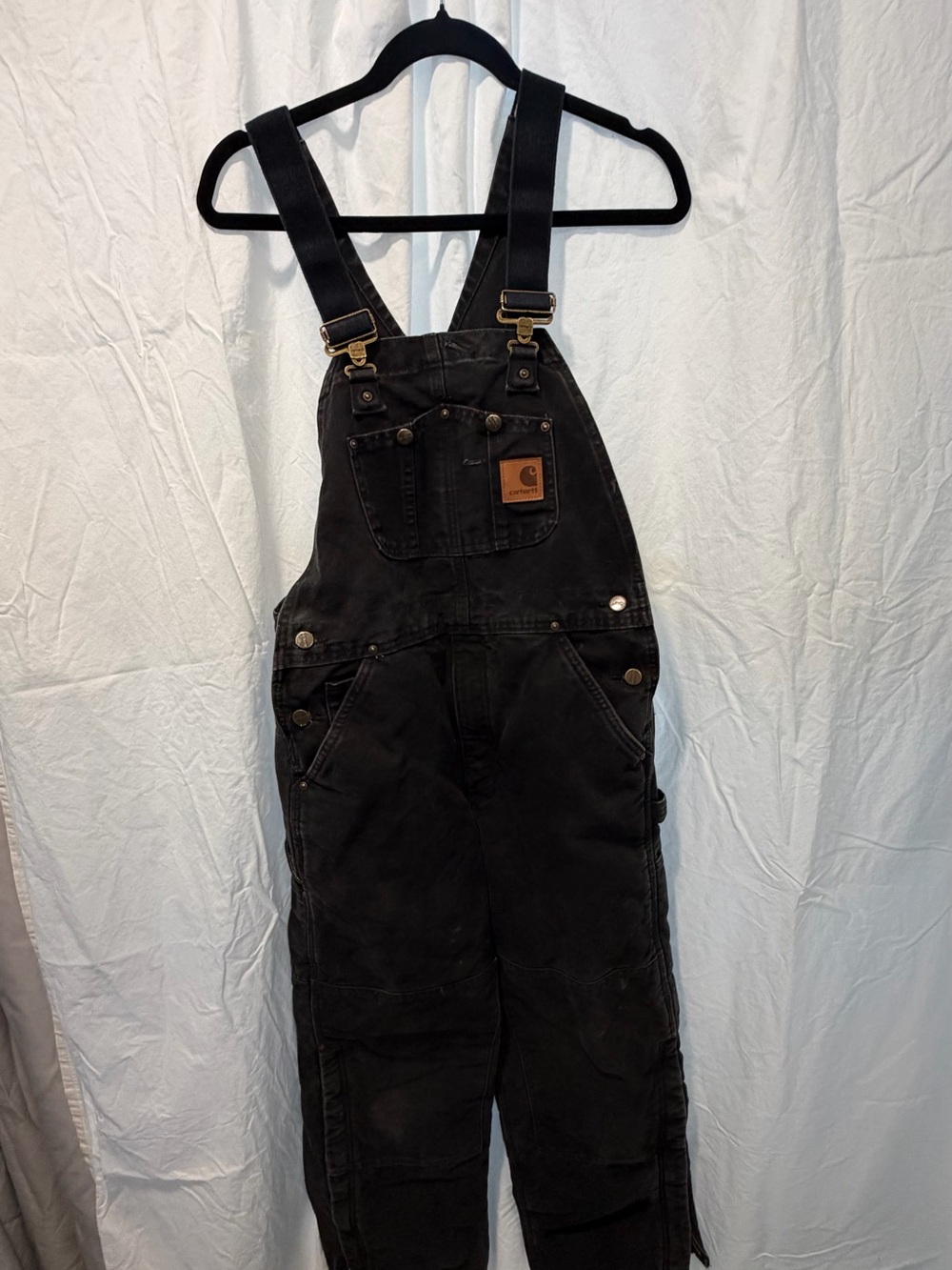 Carhartt Men's Black Bib Overalls Straight-Relaxed Fit